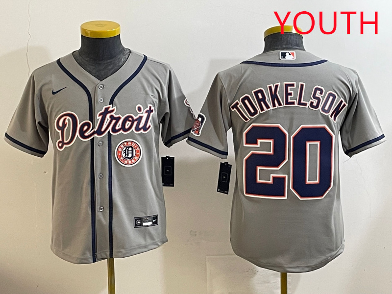 Youth 2025 Detroit Tigers  #20 Torkelson grey Nike MLB jersey style 3